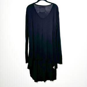 Frank & Eileen Tee Lab High Low Hem Long Sleeve Cotton Black Size Large